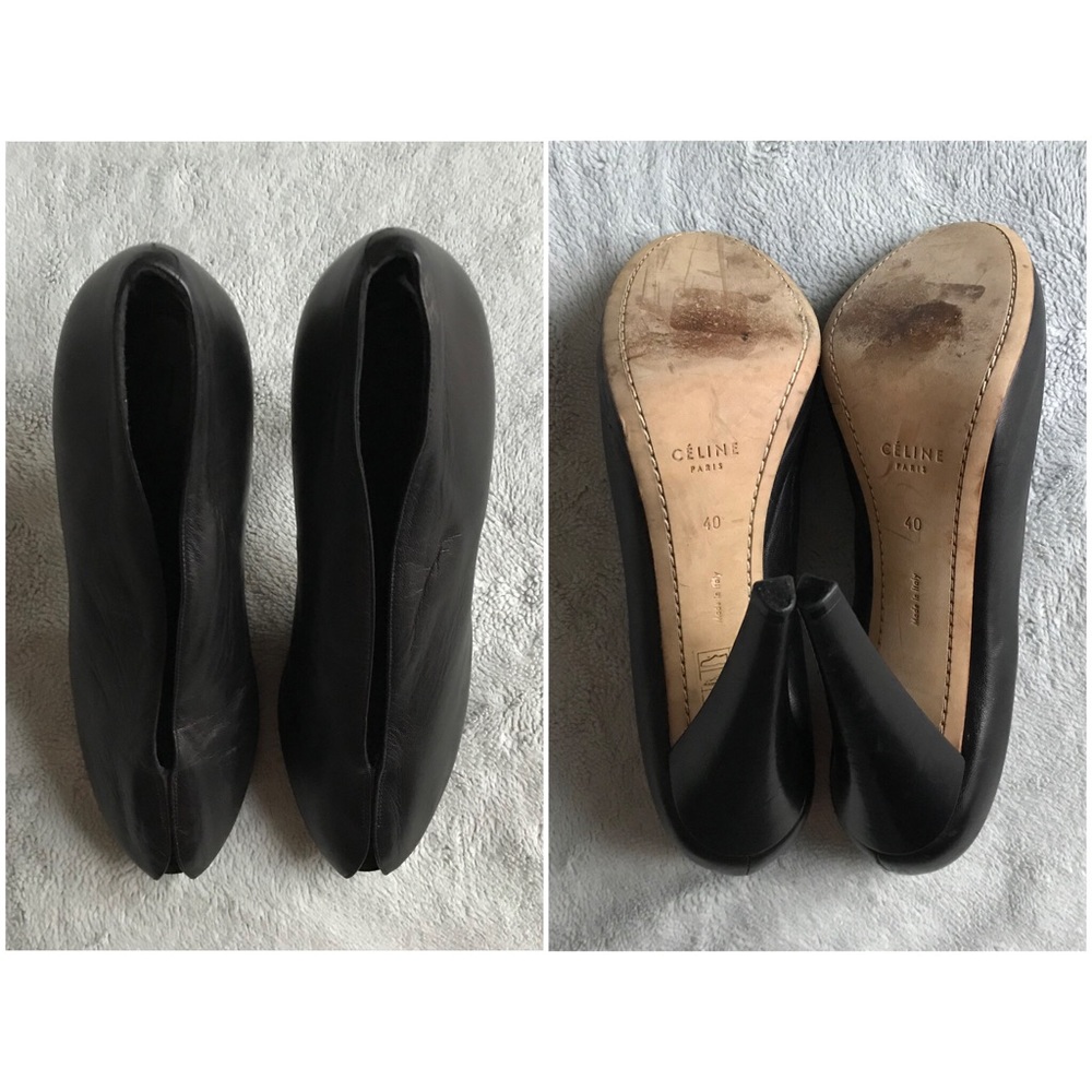 Celine Black Leather V Neck Heels Phoebe Philo 40 - Picture 3 of 13